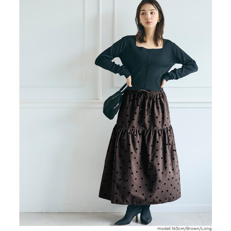 フロッキープリントティアードスカート | coca | 詳細画像10 