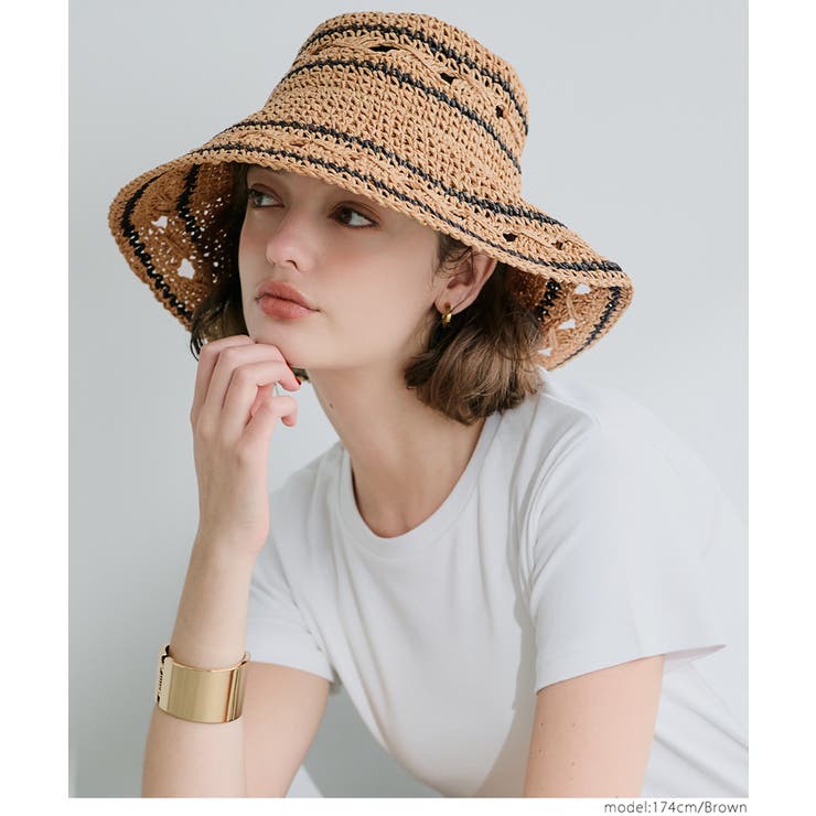 【大人のリラクシーコーデ♪】HERMES Kalicia Pois Medor ハット ラインペーパーハット レディース[品番：PA000017220]｜coca