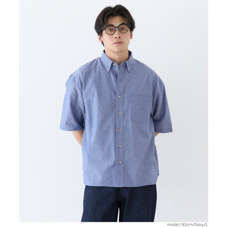 ［Navy］ | オックスボタンダウン半袖シャツ メンズ | coca