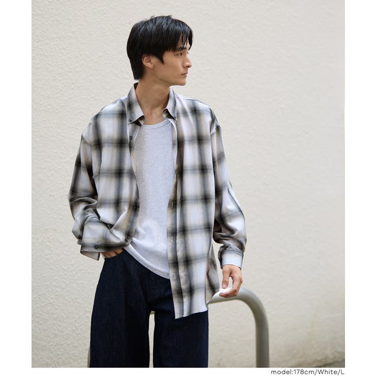 ［White］ | メンズTRマドラスチェック長袖シャツ メンズ | coca