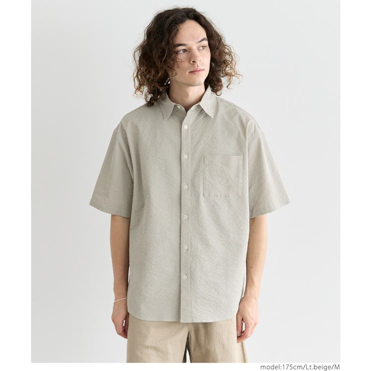 ［Lt.beige］ | 楊柳半袖シャツ メンズ | coca