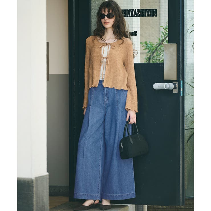 着用数回　美品　sanca ワイドパンツ　ワイドデニム　タグあり 着用数回 美品 sanca ユーズド加工 ワイドパンツ ワイドデニム