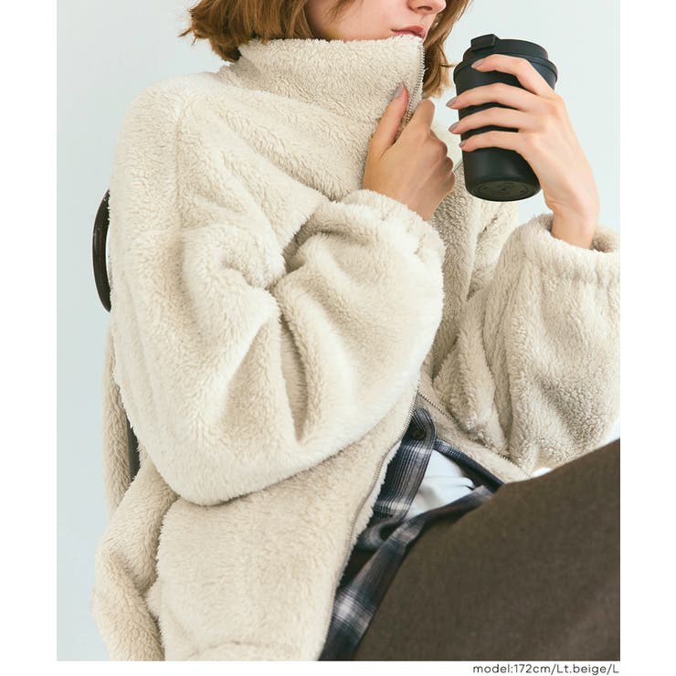 ［Lt.beige］ | 【洗える】フリースジップアップジャケット | coca
