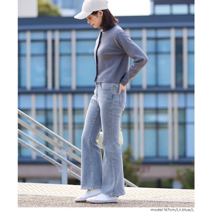 ［Lt.blue］ | 【DAILY WARM】裏起毛デニムフレアパンツ | coca