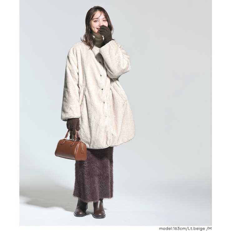 【洗える】リバーシブルファーキルティングミドルコート | coca | 詳細画像15 