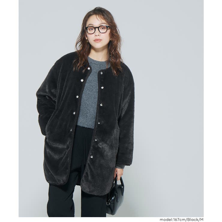 【洗える】リバーシブルファーキルティングミドルコート | coca | 詳細画像18 