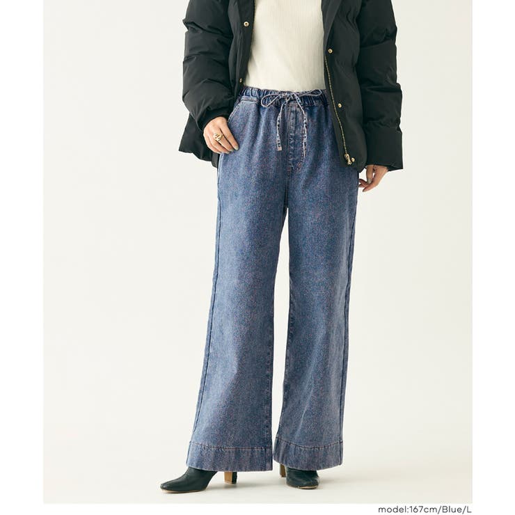 ［Blue］ | 冬でも快適！裏起毛デニムイージーパンツ | coca