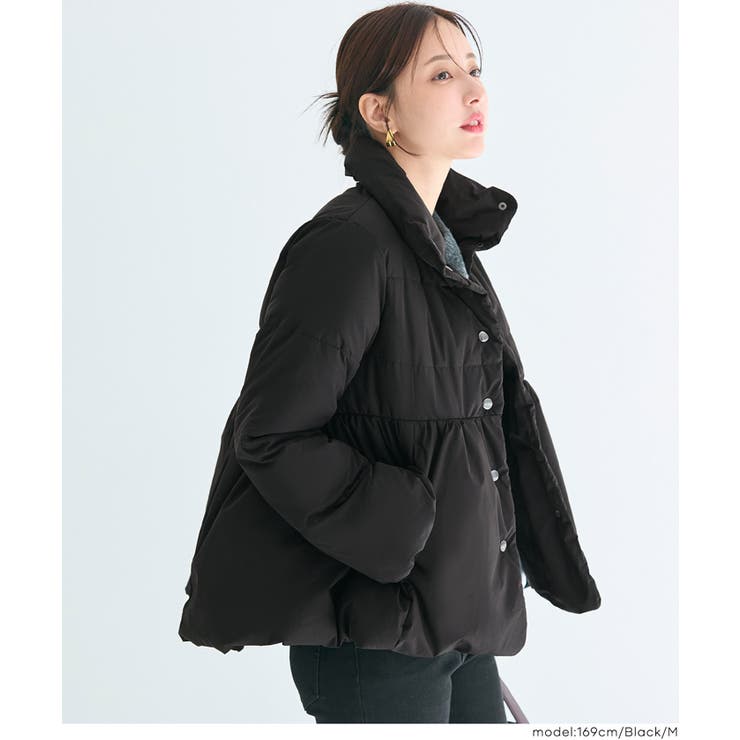 ［Black］ | 【洗える】中綿スタンドカラーフレアブルゾン | coca