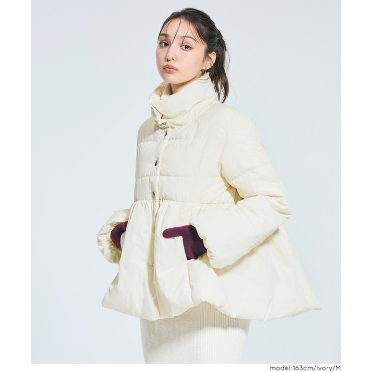 ［Ivory］ | 【洗える】中綿スタンドカラーフレアブルゾン | coca