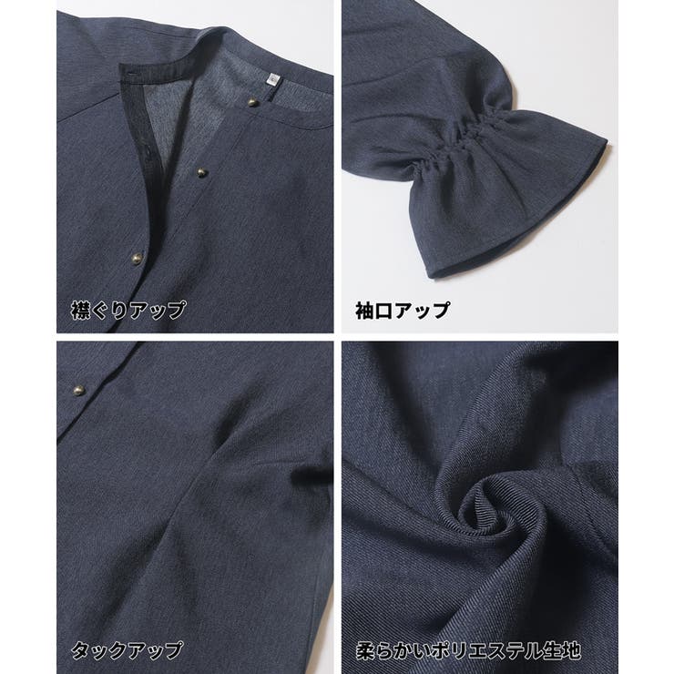 デニムライク金ボタンブラウス レディース | coca | 詳細画像14 