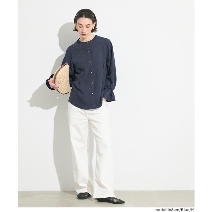 デニムライク金ボタンブラウス レディース | coca | 詳細画像9 