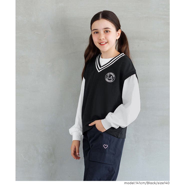［Black］ | ベストレイヤードTシャツ キッズ | coca