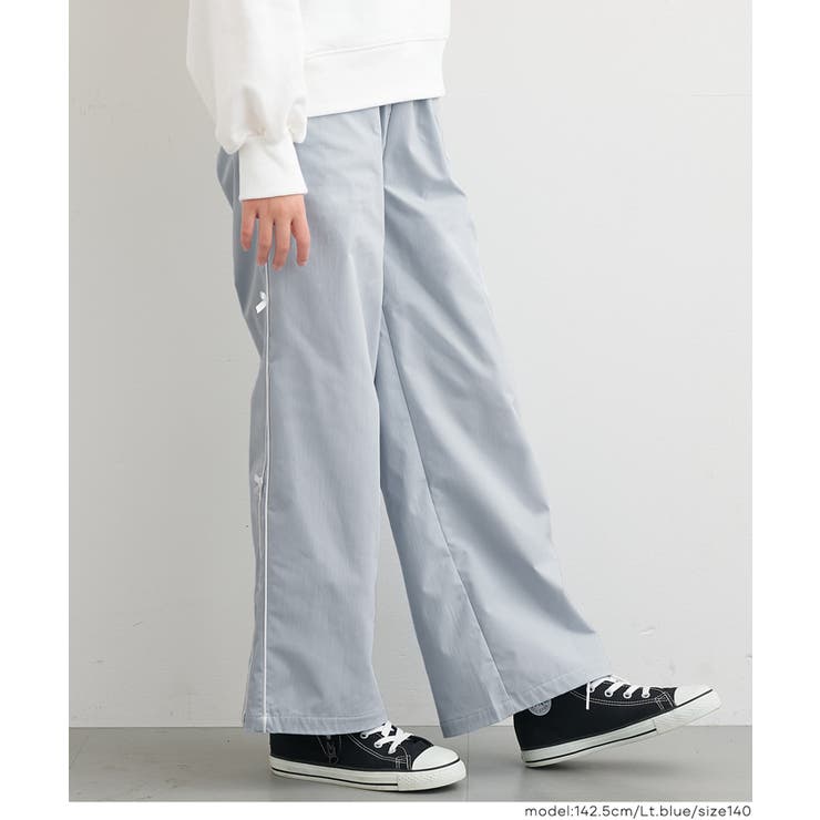 ［Lt.blue］ | 裏微起毛サイドラインリボンパンツ | coca