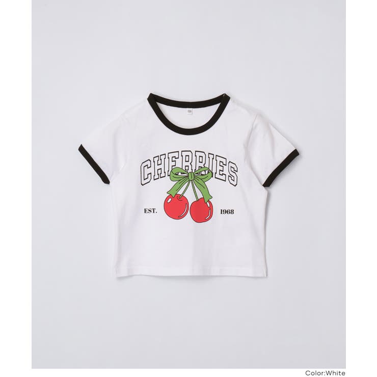 キャッチーで可愛いさくらんぼリンガーTシャツ | coca | 詳細画像18 