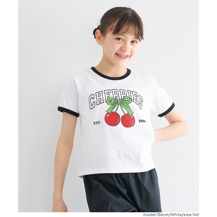 キャッチーで可愛いさくらんぼリンガーTシャツ | coca | 詳細画像4 