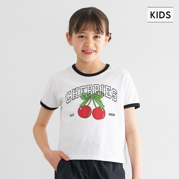 キャッチーで可愛いさくらんぼリンガーTシャツ | coca | 詳細画像1 
