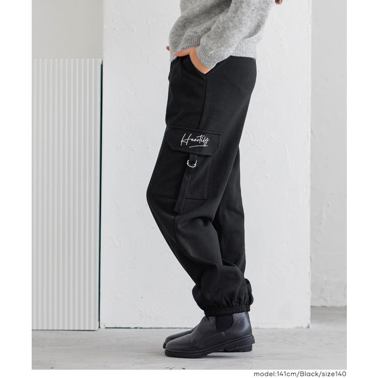 ［Black］ | 刺繍スウェットカーゴパンツ | coca