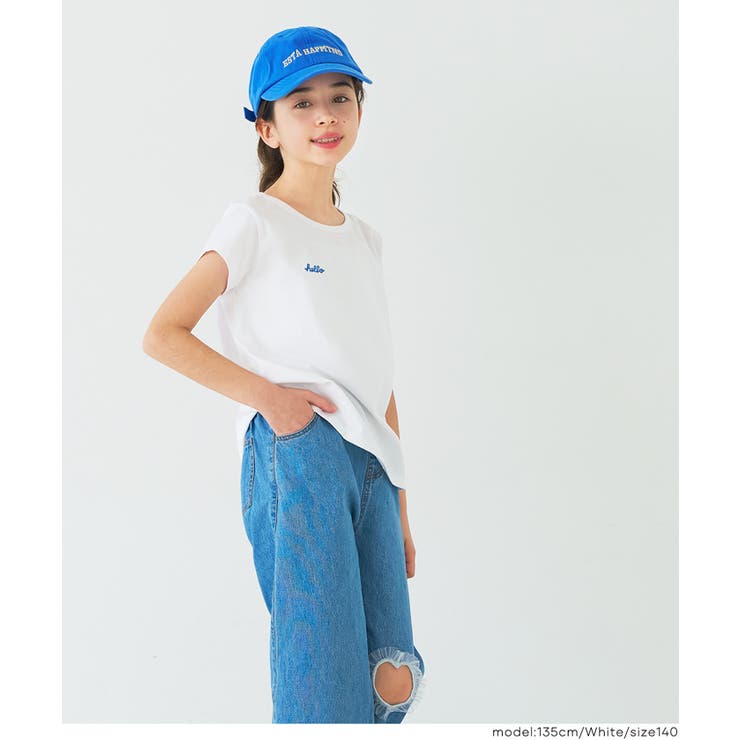 親子お揃い刺繍半袖クルーネックトップス | coca | 詳細画像12 