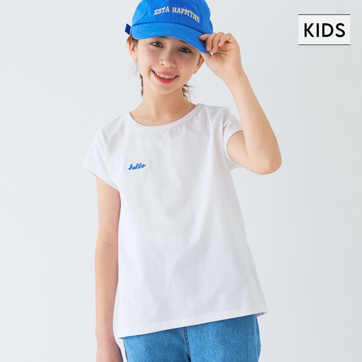 親子お揃い刺繍半袖クルーネックトップス | coca | 詳細画像1 