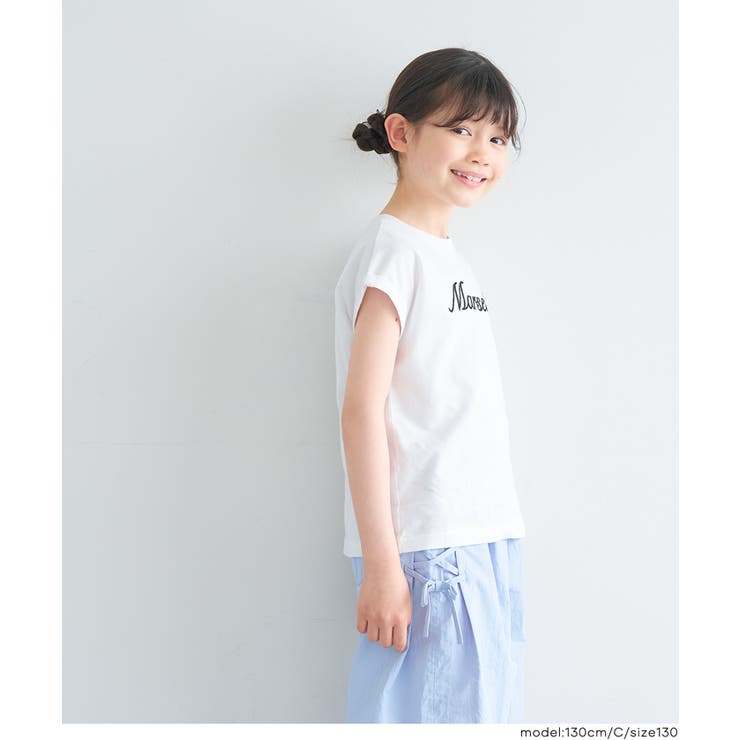 親子お揃いフレンチスリーブ刺繍Tシャツ キッズ | coca | 詳細画像3 