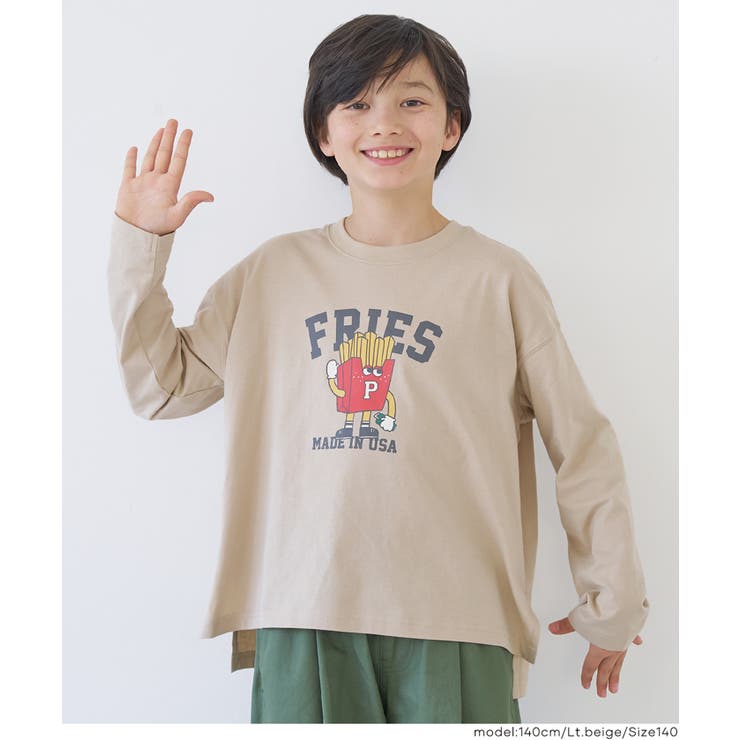 ［Lt.beige］ | イラストプリント長袖Tシャツ | coca