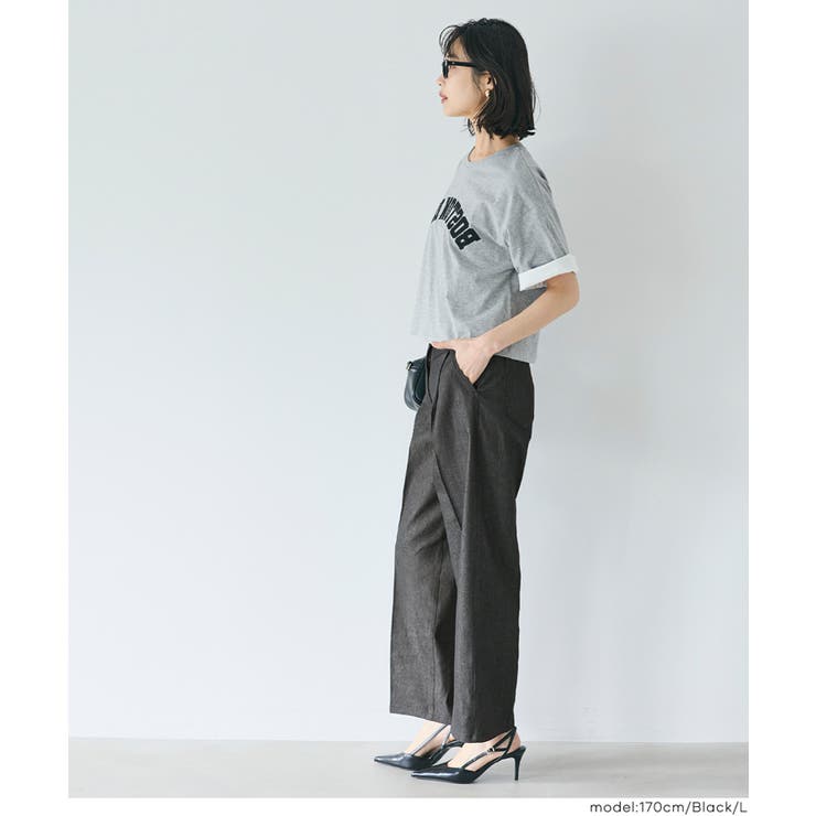 デニム風素材で品よくはける、デニムライクワイドパンツ | coca | 詳細画像16 