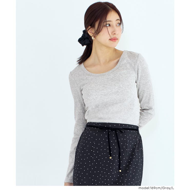 ［Gray］ | テレコリブUネックTシャツ | coca