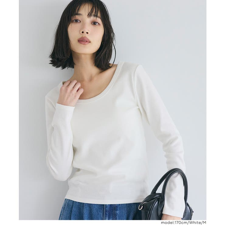 ［White］ | テレコリブUネックTシャツ | coca
