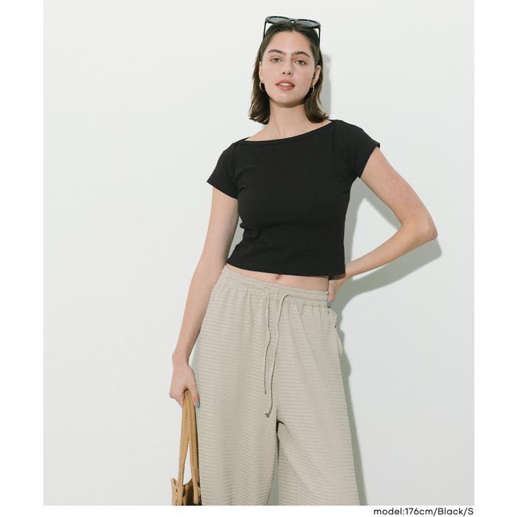 リブワイドネックTシャツ | coca | 詳細画像14 