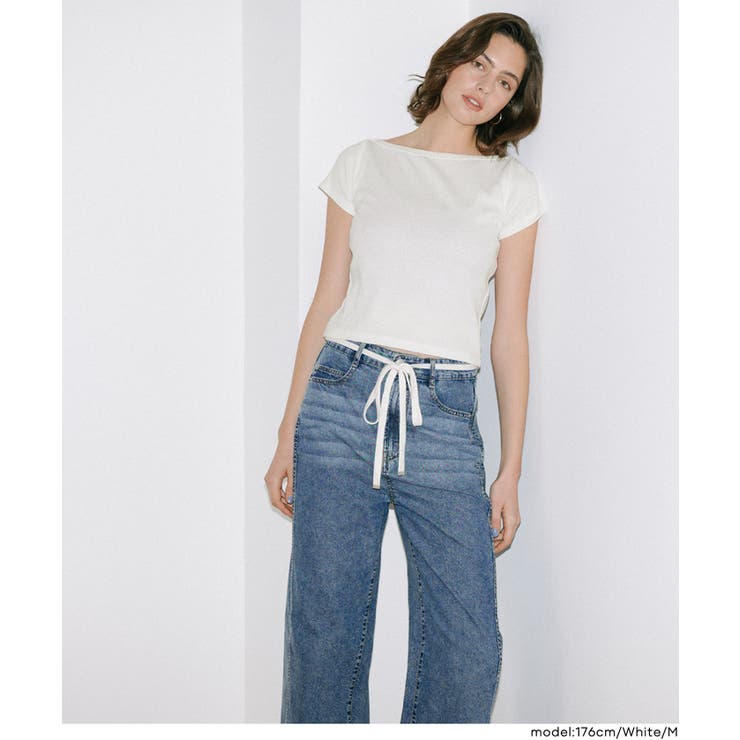 リブワイドネックTシャツ | coca | 詳細画像4 