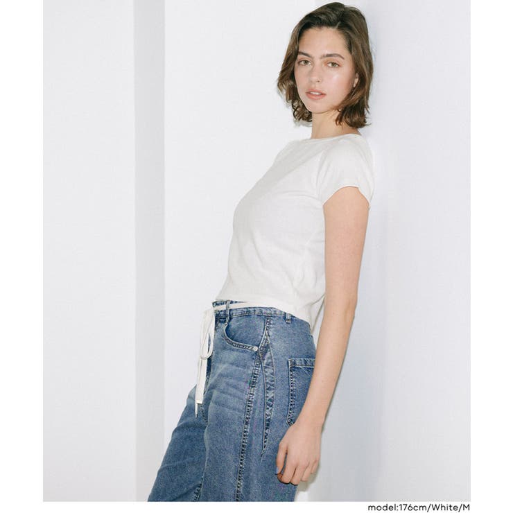 リブワイドネックTシャツ | coca | 詳細画像8 