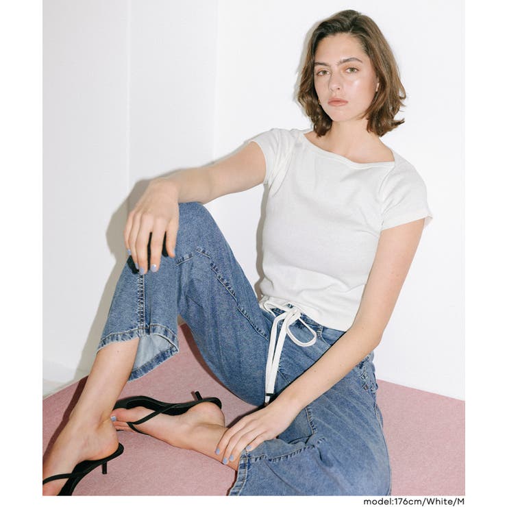 リブワイドネックTシャツ | coca | 詳細画像9 