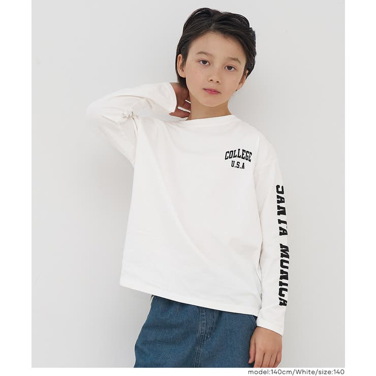 ［White］ | 袖プリント長袖Tシャツ | coca
