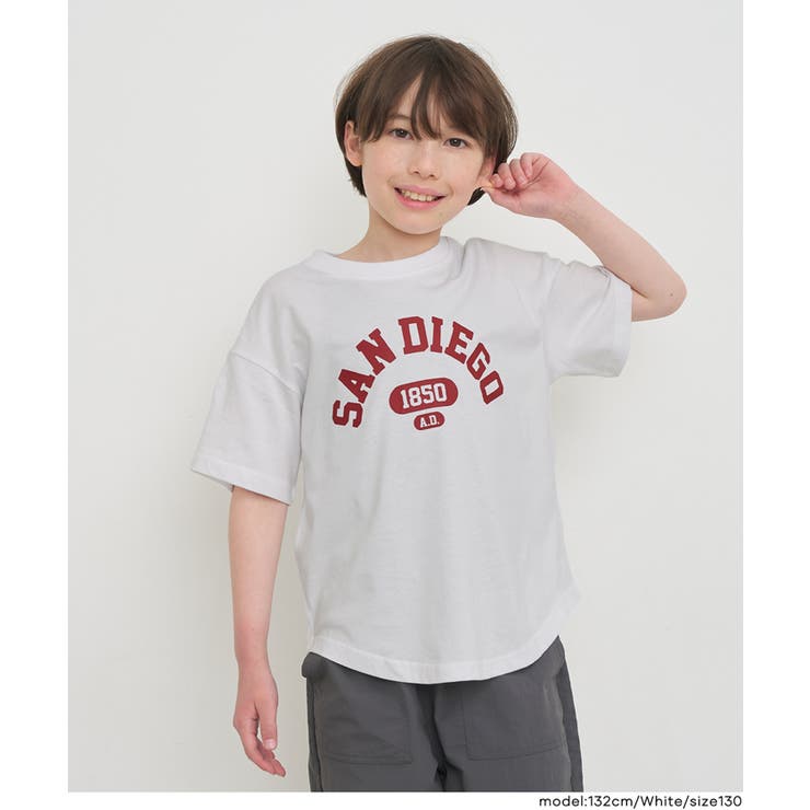 ラウンドテールカットプリント半袖Tシャツ | coca | 詳細画像2 