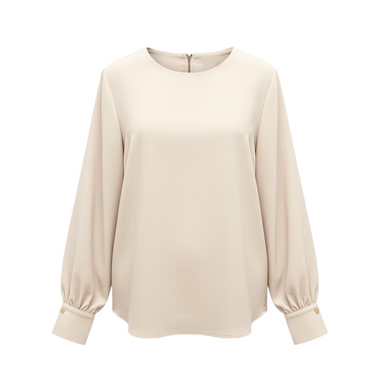 ［Lt.beige］ | 〈セットアップ対応〉バックゴールドジップノーカラーブラウス | coca
