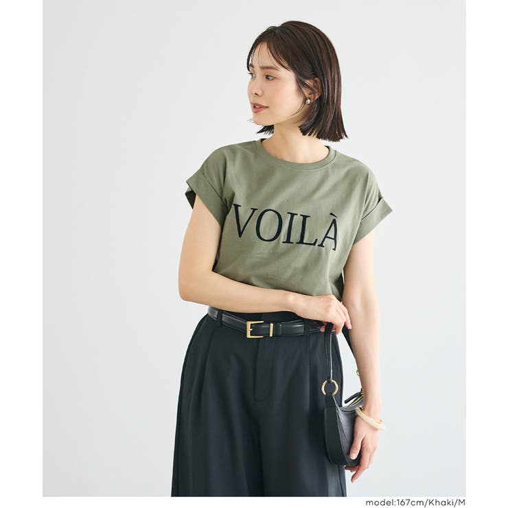 ［Khaki］ | 〈４サイズ展開〉フレンチスリーブプリントTシャツ | coca