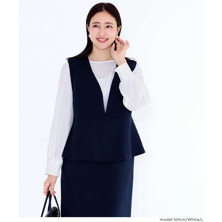 バックジップノーカラーブラウス | coca | 詳細画像12 