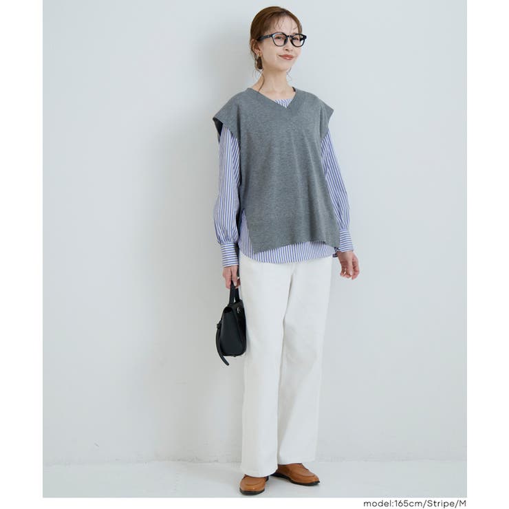 バックジップノーカラーブラウス | coca | 詳細画像17 