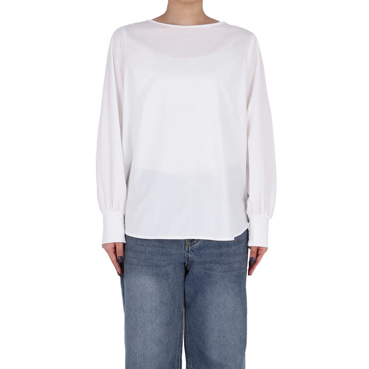 バックジップノーカラーブラウス | coca | 詳細画像4 