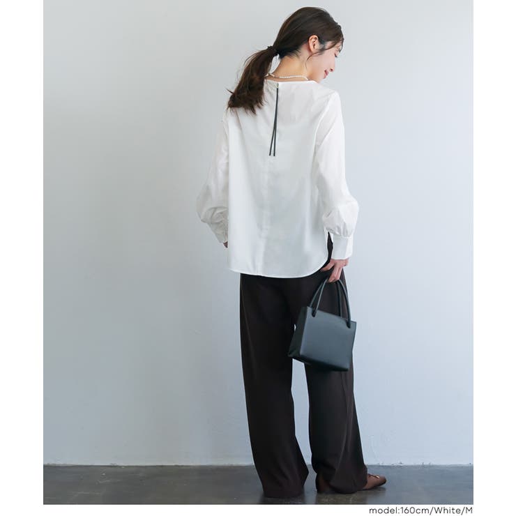 バックジップノーカラーブラウス | coca | 詳細画像9 