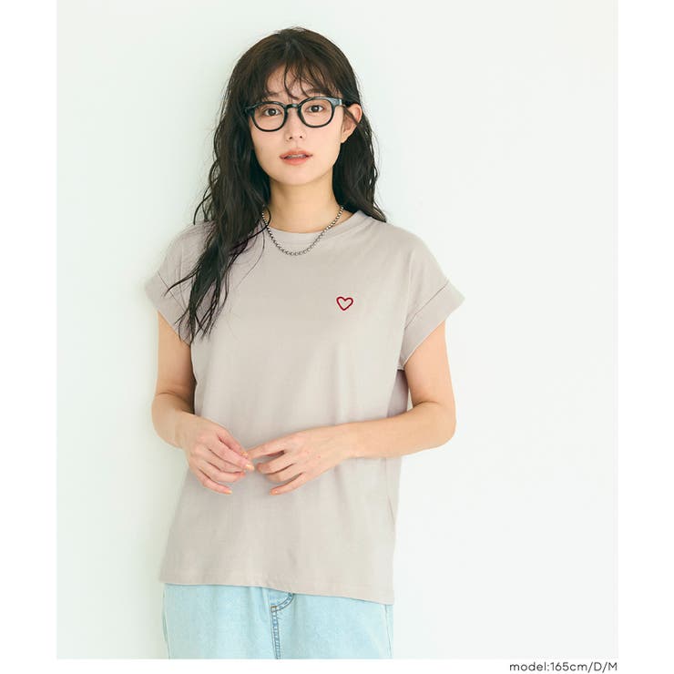 ［D］ | 〈４サイズ展開〉フレンチスリーブ刺繍Tシャツ | coca