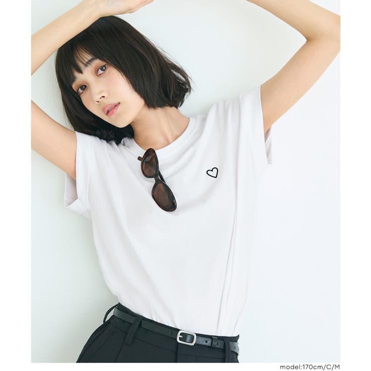 ［C］ | 〈４サイズ展開〉フレンチスリーブ刺繍Tシャツ | coca