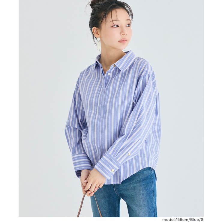 ストライプ金釦オーバーサイズシャツ | coca | 詳細画像15 