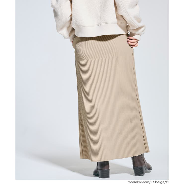 【DAILY WARM】裏起毛ランダムリブロングIラインスカート | coca | 詳細画像12 