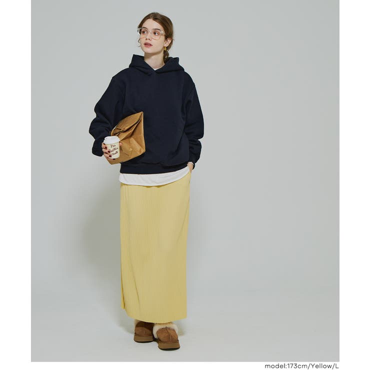 【DAILY WARM】裏起毛ランダムリブロングIラインスカート | coca | 詳細画像16 