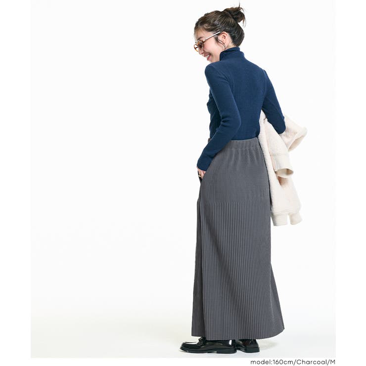 【DAILY WARM】裏起毛ランダムリブロングIラインスカート | coca | 詳細画像20 