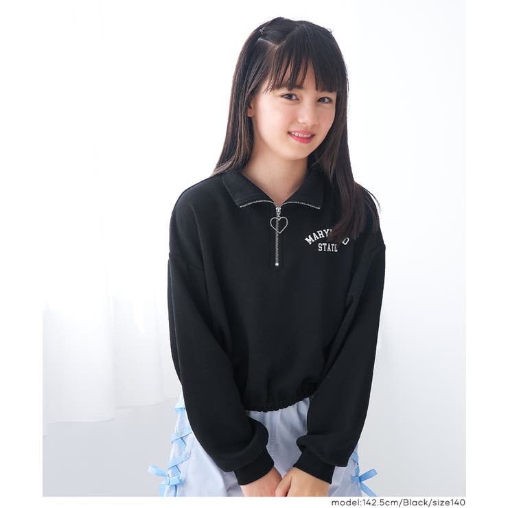 ［Black］ | ハーフジップスウェットトップス キッズ | coca