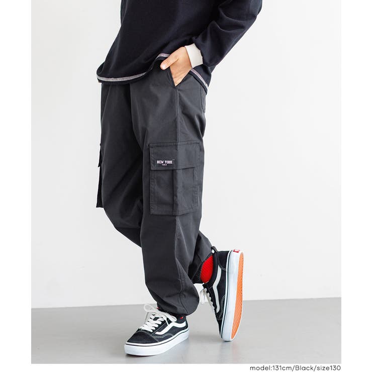 ［Black］ | ロゴネームパラシュートパンツ キッズ | coca