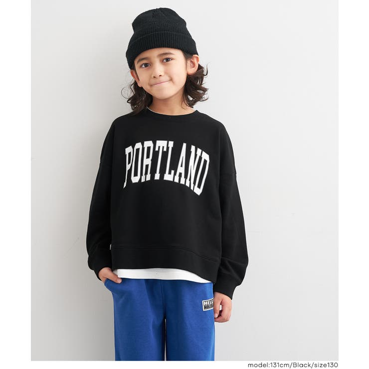 ［Black］ | レイヤードロゴスウェットトップス | coca