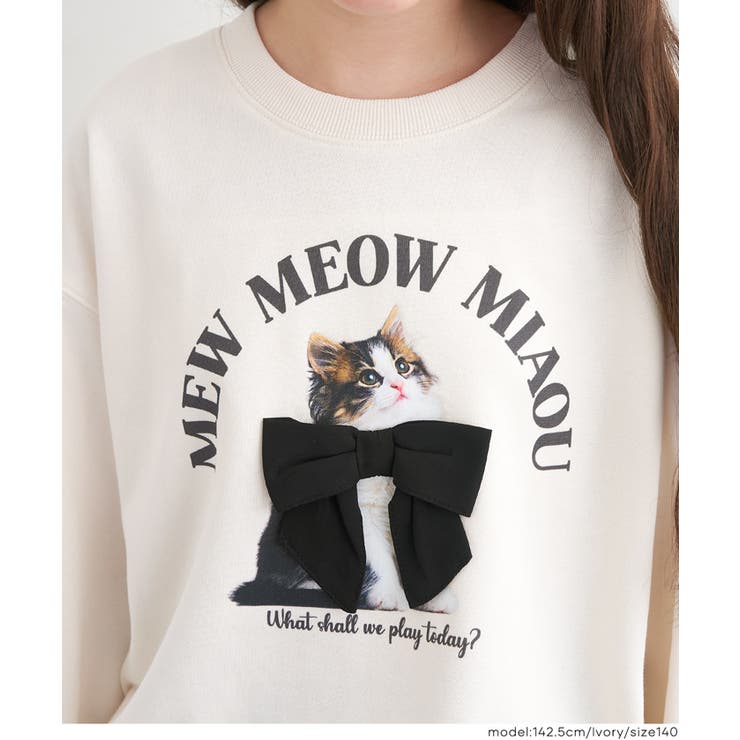 ネコリボンスウェットトップス | coca | 詳細画像4 